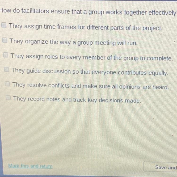 How do facilitators ensure that a group works together effectively? Check all that-example-1