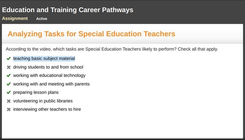 According to the video, which tasks are Special Education Teachers likely to perform-example-1