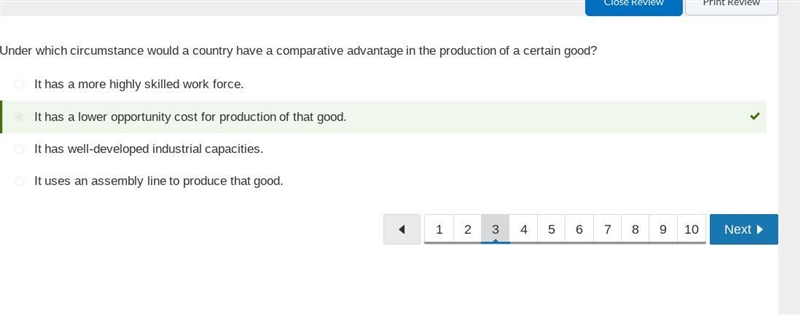 Under what circumstance would a country have a comparative advantage in the production-example-1