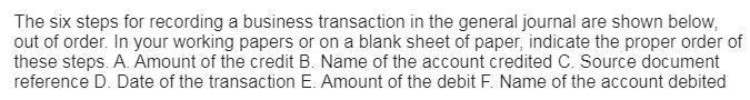 The six steps for recording a business transaction in the general journal are shown-example-1