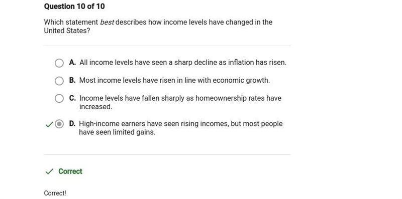 Which statement best describes how income levels have changed in the United States-example-1