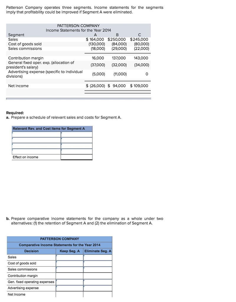 Prepare comparative income statements for the company as a whole under two alternatives-example-1