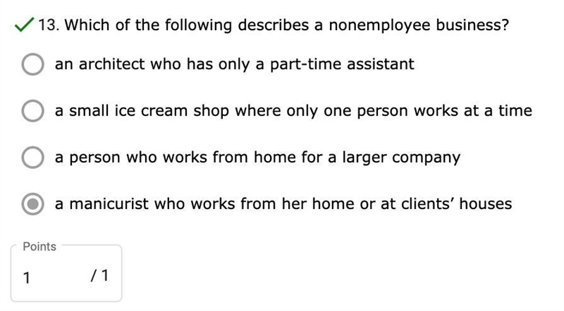 6. Which of the following describes a non-employee business? (1 point) an architect-example-1