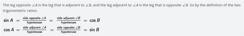 Look at ∆ABC and the definitions of sin A and cos A in terms of the side lengths of-example-1