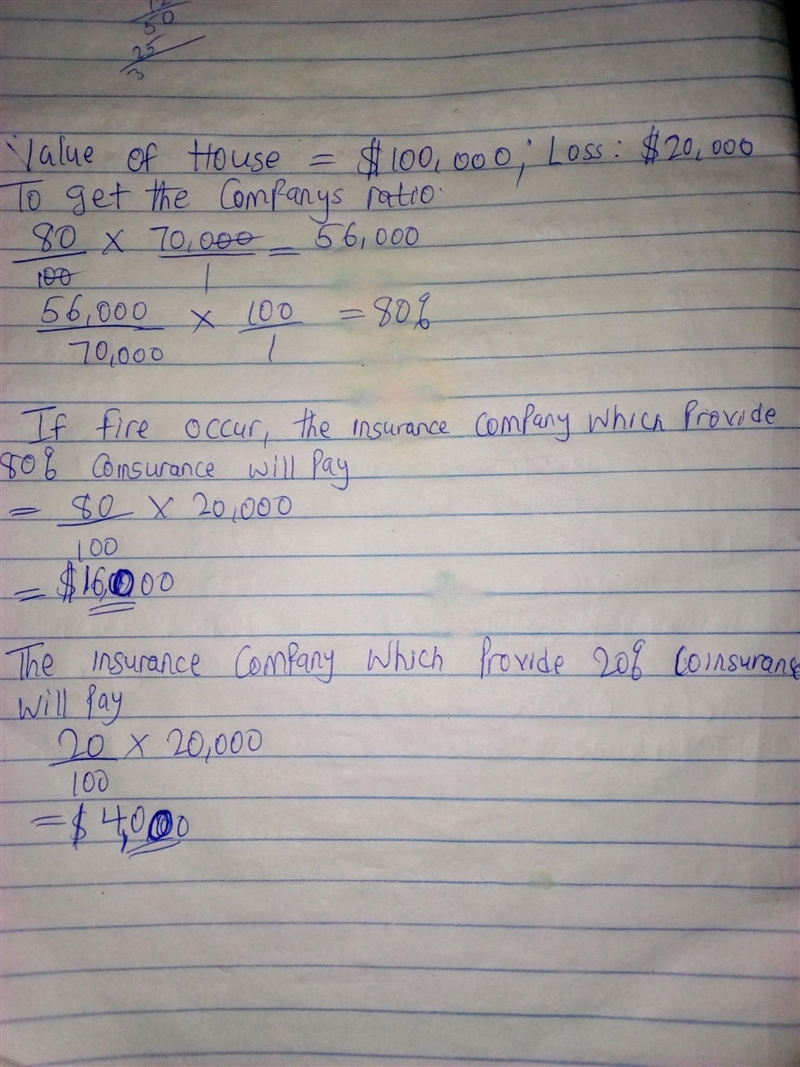 Michelle owns a home valued at $100,000. Her insurance policy has an 80 percent coinsurance-example-1