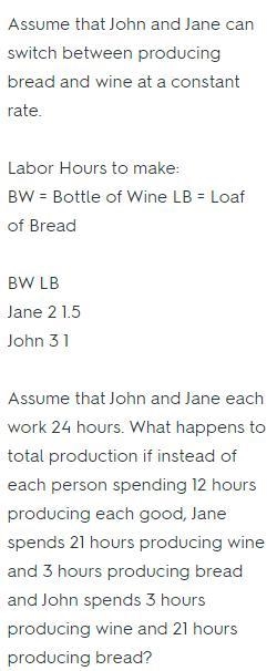 Assume that John and Jane each work 24 hours. What happens to total production if-example-1