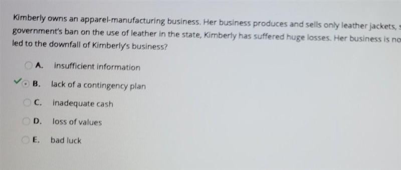 Kimberly owns an apparel-manufacturing business. Her business produces and sells only-example-1