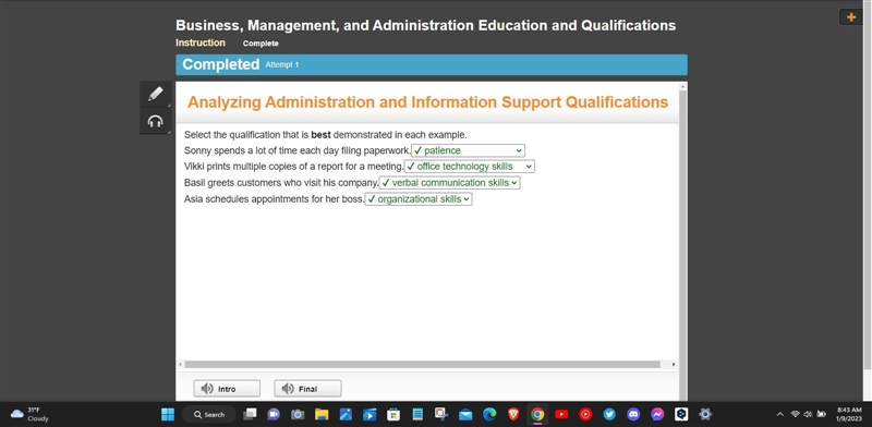 Select the qualification that is best demonstrated in each example. Sonny spends a-example-1