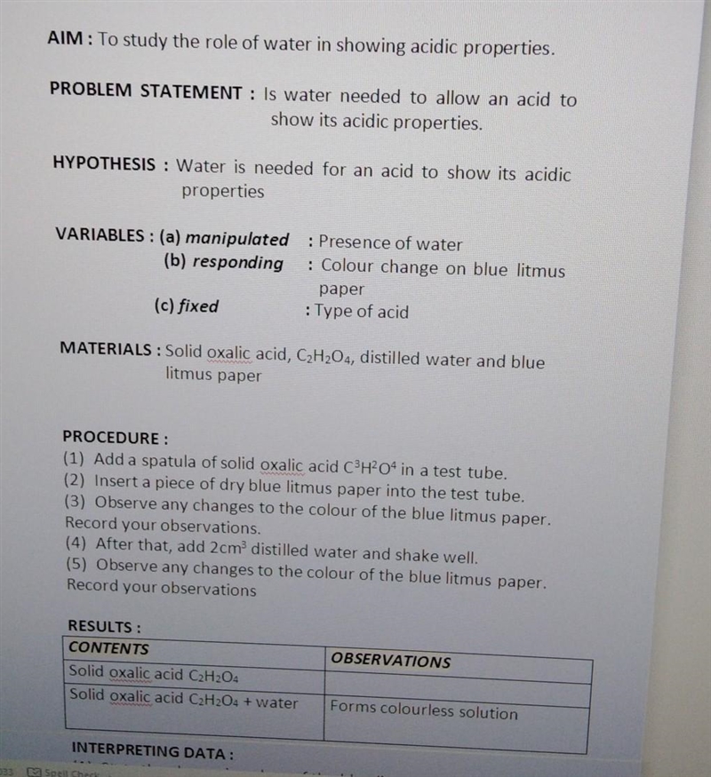 CHEMISTRY! I need help for this experiment as well.. What is the observation for that-example-1