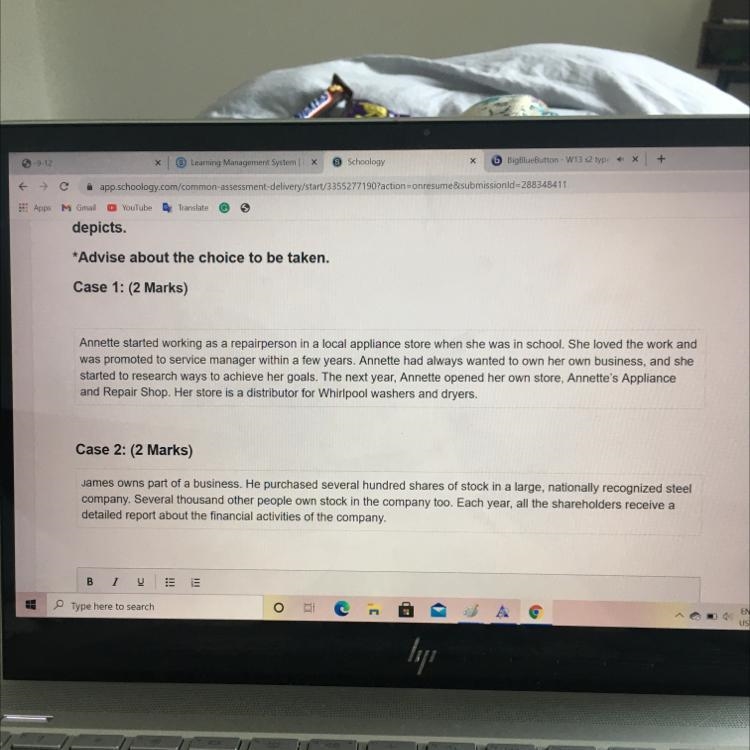 Can someone tell me what type of business case 1 is and case 2 is-example-1