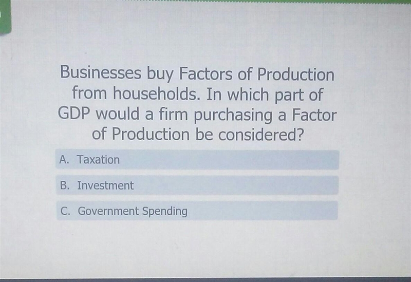 Businesses buy Factors of Production from households. In which part of GDP would a-example-1