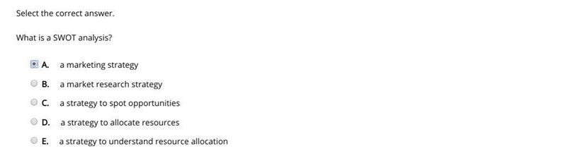 Select the correct answer. What is a SWOT analysis?-example-1