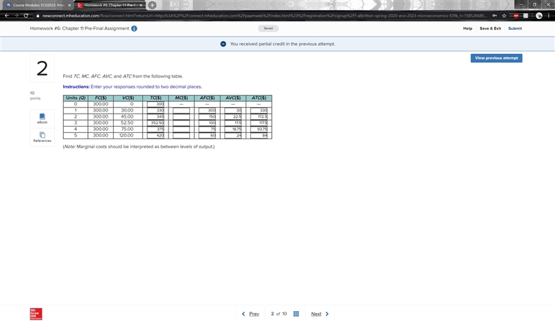 I just need to find Marginal cost. Everything else is correct.-example-1