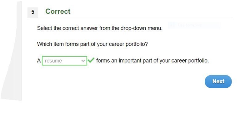 Which item forms part of your career portfolio? A ______ forms an important part of-example-1