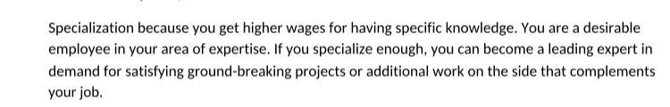 1. Will your company plan to use a specialization or generalization labor strategy-example-1