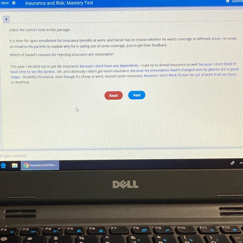 Which of Daniel’s reasons for rejecting insurance are reasonable?-example-1