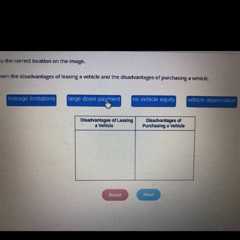 Distinguish between the disadvantages of leasing a vehicle and the disadvantages of-example-1