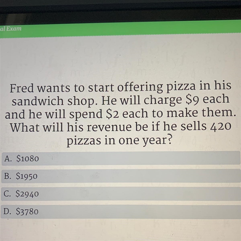 Fred wants to start offering pizza in his sandwich shop. He will charge $9 each and-example-1