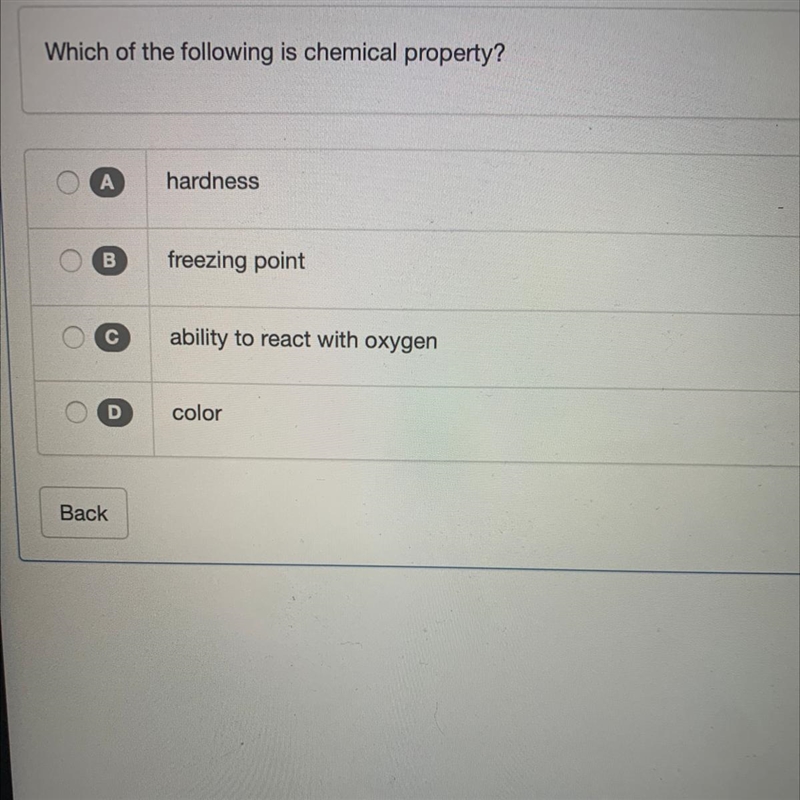 Which of the following is chemical property? Question is in the picture help ASAP-example-1