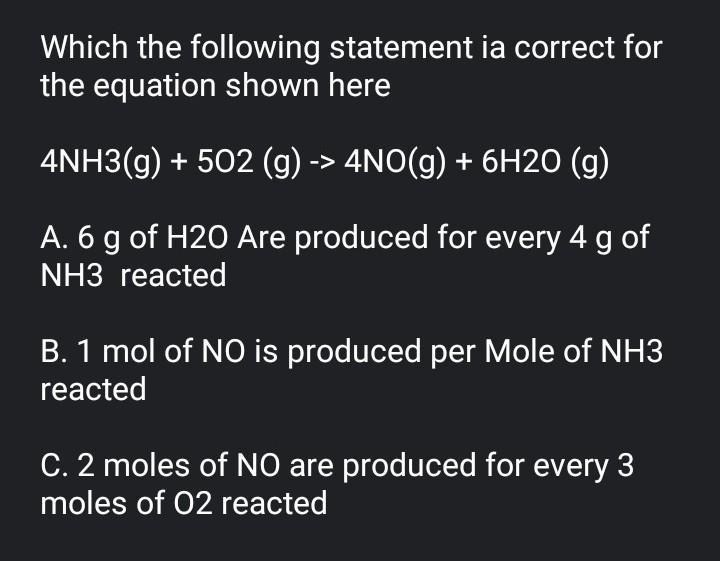 Which the following statement ia correct for the equation shown here​-example-1