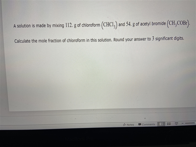 What is the mole fraction of a acetyl bromide-example-1