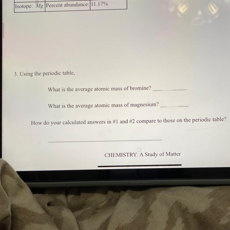 3. Using the periodic table, What is the average atomic mass of bromine? What is the-example-1