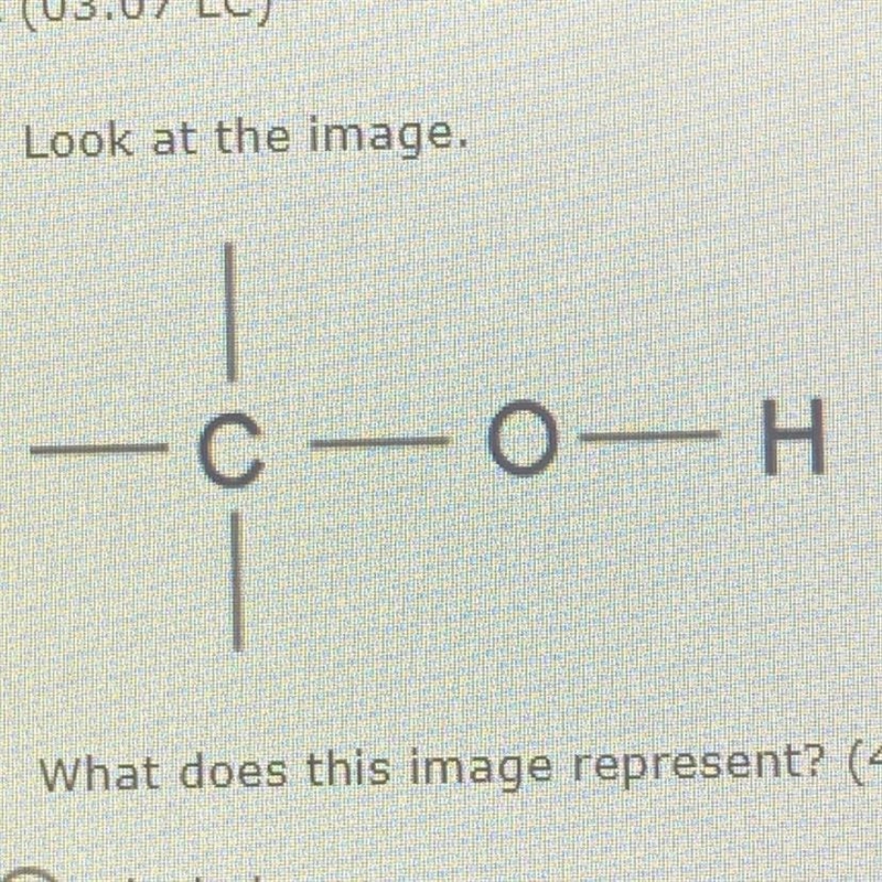 What does this image represent? a) alcohol group b) carbonyl group c) ether group-example-1