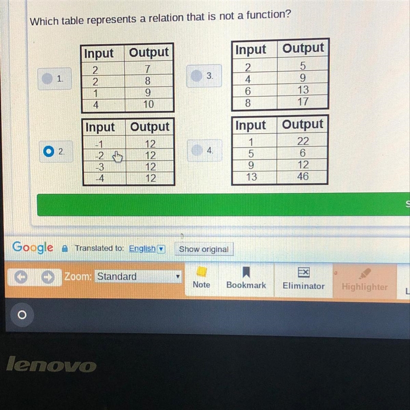 Which table represents a relation that is not function? Please-example-1