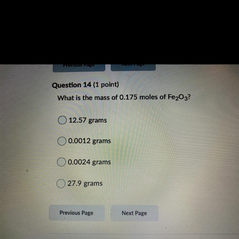 What is the mass of 0.175 moles of Fe2O2-example-1