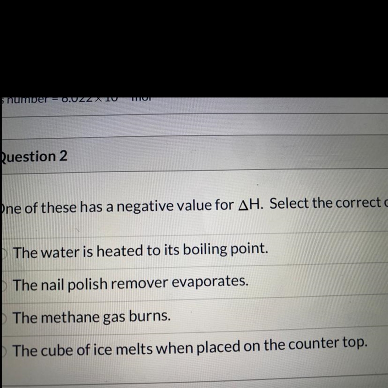 One of these has a negative value for (triangle) H. select the correct one￼-example-1