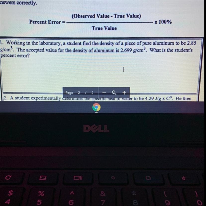 1. Working in the laboratory, a student find the density of a piece of pure aluminum-example-1