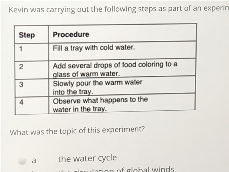 Kevin was carrying out the following steps as part of an experiment. What was the-example-1