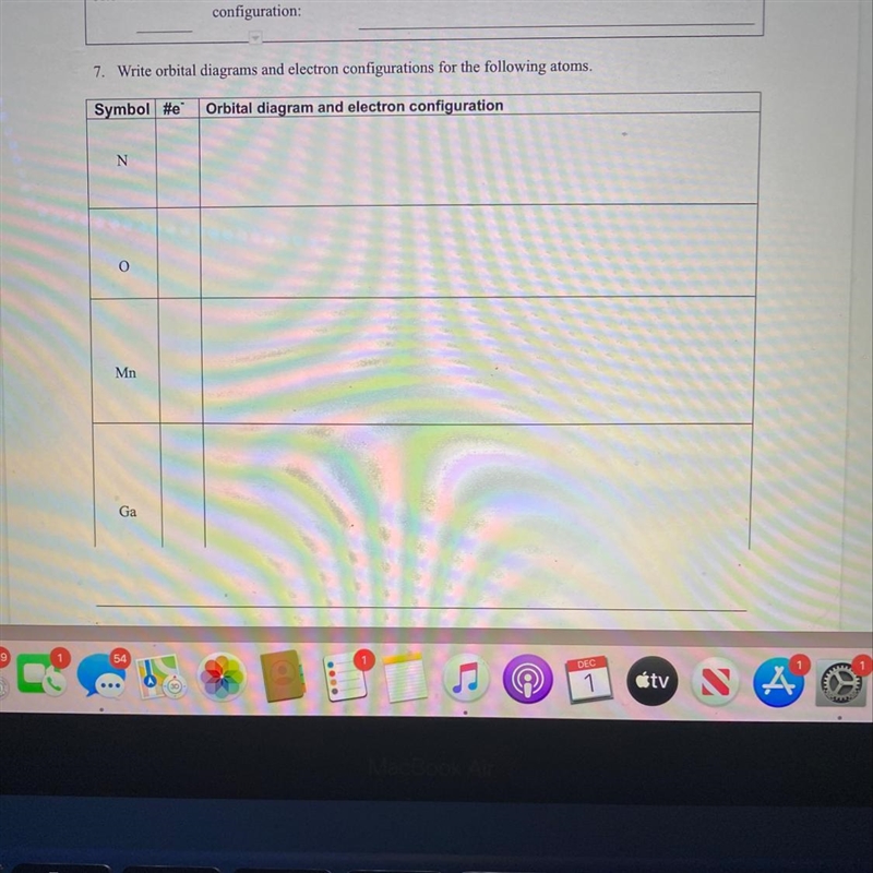 Symbol #e" Orbital diagram and electron configuration can someone help-example-1