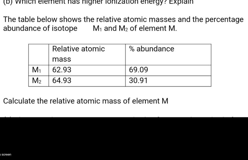 Calculate the relative atomic mass of M-example-1