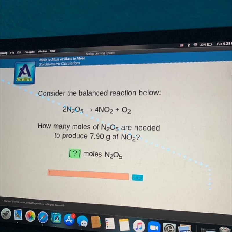 How many moles of N2O5 are needed to produce 7.90 g of NO2?-example-1