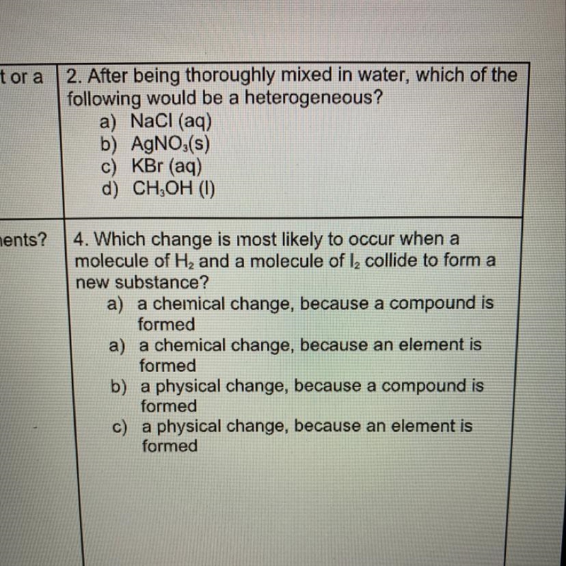 Can you guys answer question 4 on new substance for Chemistry tysm-example-1