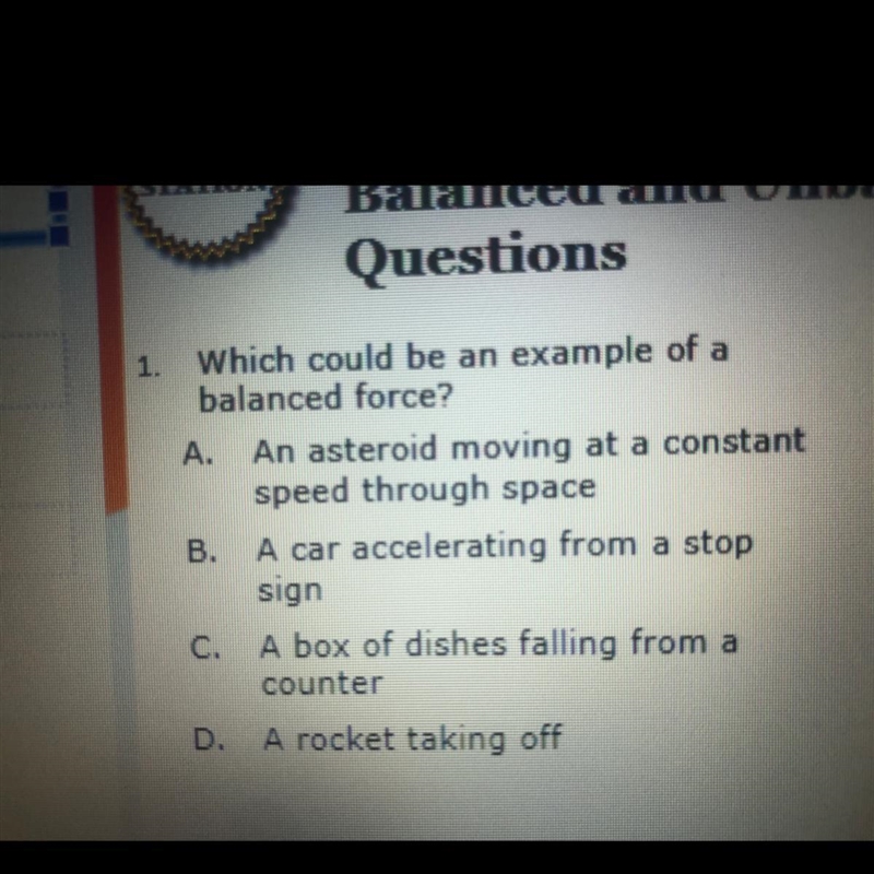 Example of balanced force-example-1