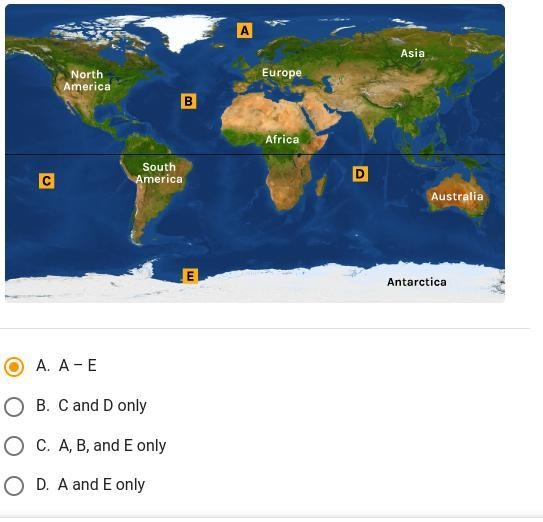 Which bodies of salt water are connected and together make up the global ocean? Help-example-1