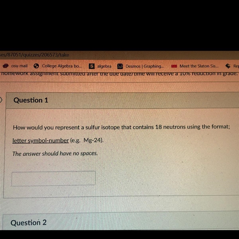 How would you represent a sulfur isotope that contains 18 neutrons using the format-example-1