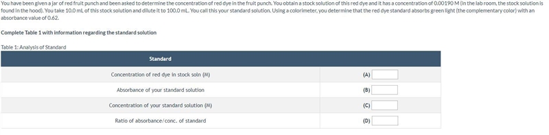 I need help completing this table regarding standard solution.-example-1