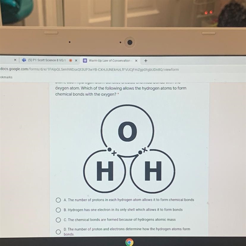 During the formation of water from hydrogen atoms and one oxygen-example-1