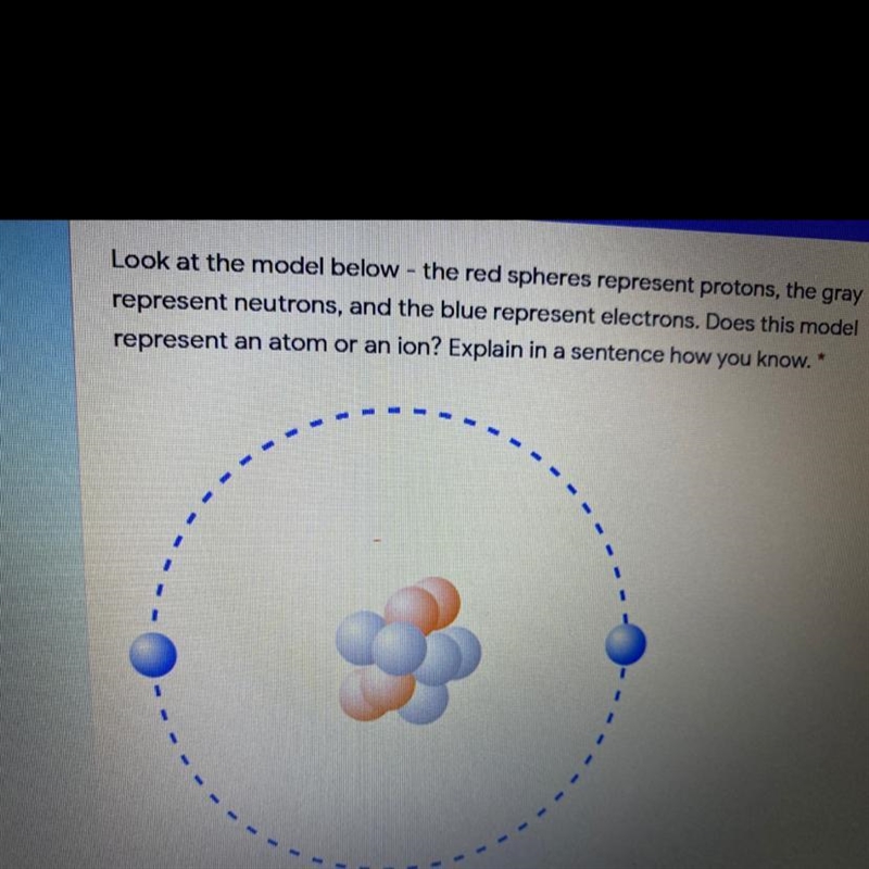 1 point Look at the model below - the red spheres represent protons, the gray represent-example-1