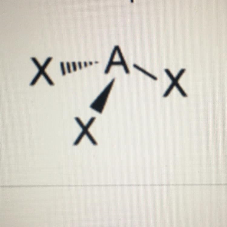 Which term describes this molecular shape? A. Trigonal pyramidal B. Trigonal planar-example-1
