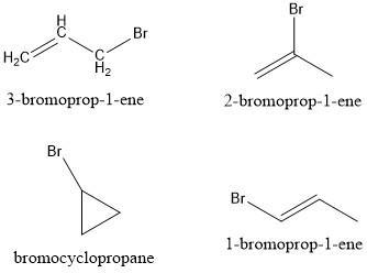 Draw all of the constitutional isomers of the molecule with formula C3H5Br. Ignore-example-1