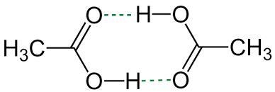 The strongest intermolecular interactions between acetic acid (CH.COOH) molecules-example-1