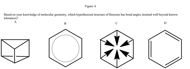 Based on your knowledge of molecular geometry, which hypothesized structure of Benzene-example-1