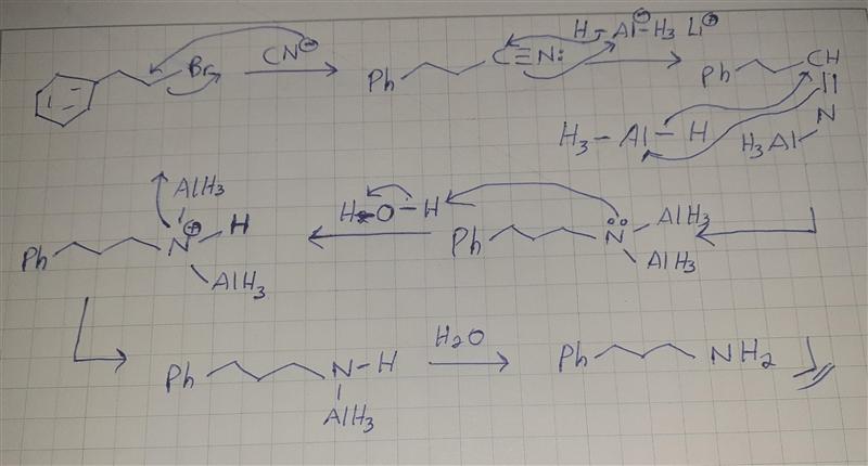 Primary amines can be prepared from nitriles by reduction with LiAlH4. The two-step-example-2