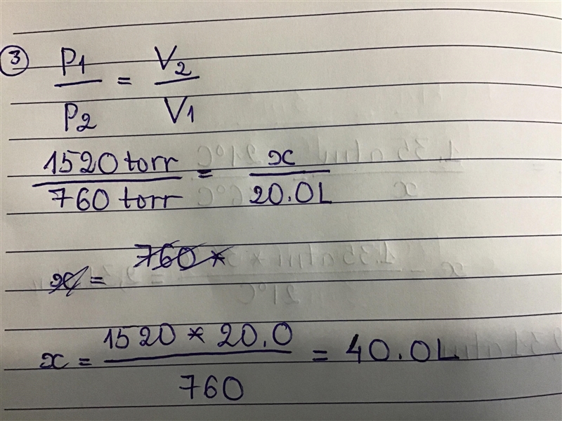 A sample of gas had a volume of 20.0 liters at 00C and 1520 torr. What would be the-example-2