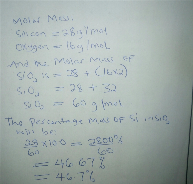 Portland cement contains some SiO2. Calculate the mass percent composition of silicon-example-1