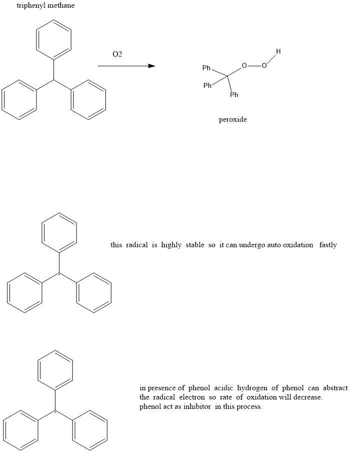 10.31 Triphenylmethane readily undergoes autooxidation to produce a hydroperoxide-example-1